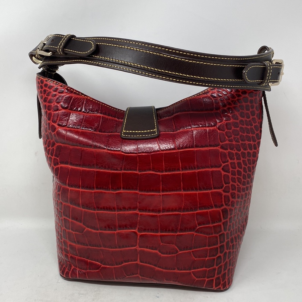 ❤️Dooney & Bourke Red Croc Embossed Leather Hobo Bag. - Picture 4 of 13